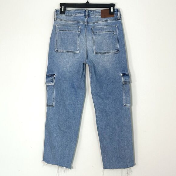 Hidden Los Angeles Cargo Jeans Women 27 Cropped Utility Pocket Straight Raw Hem - Picture 2 of 8